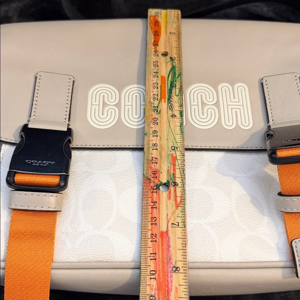 Coach Cream & Orange Logo Messenger Bag - Picture 8 of 8